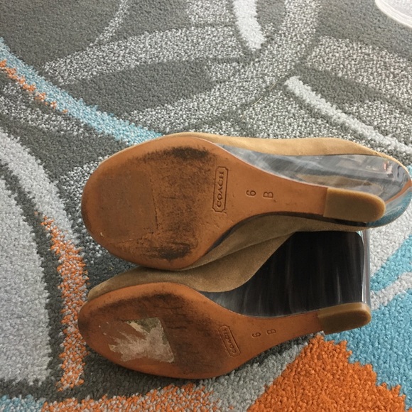COACH HOLLIE KID SUEDE Wedges SHOES Open Toe-SZ 6 - Picture 13 of 15